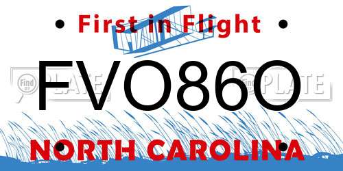 FVO86O North Carolina License Plate