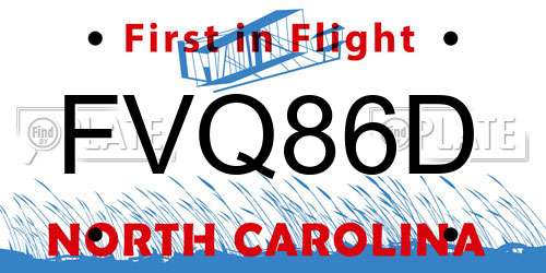 FVQ86D North Carolina License Plate