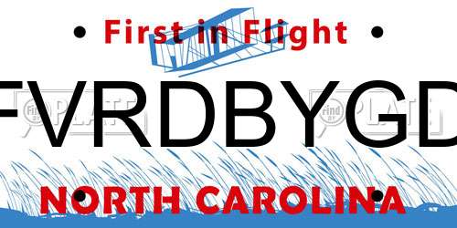 FVRDBYGD North Carolina License Plate