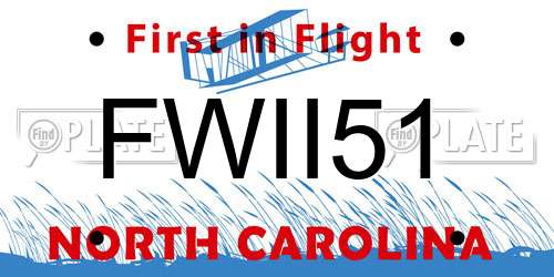 FWII51 North Carolina License Plate
