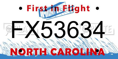 FX53634 North Carolina License Plate