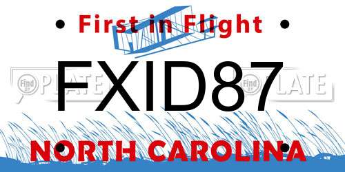FXID87 North Carolina License Plate