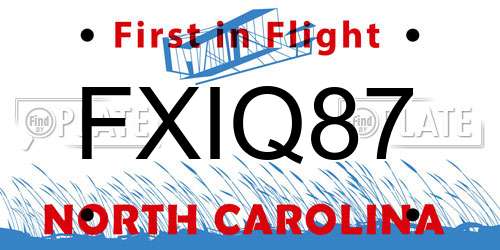 FXIQ87 North Carolina License Plate
