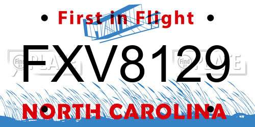 FXV8129 North Carolina License Plate