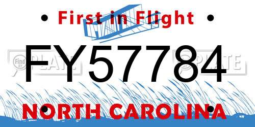 FY57784 North Carolina License Plate