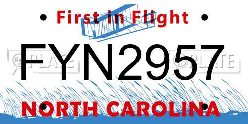 FYN2957 North Carolina License Plate