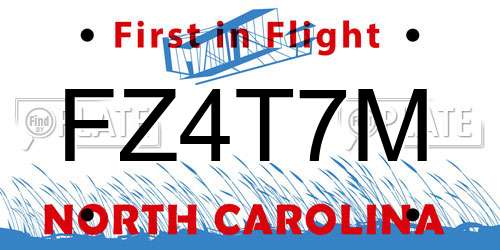 FZ4T7M North Carolina License Plate