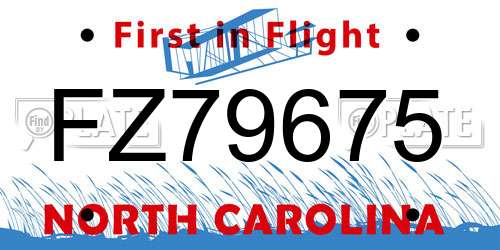 FZ79675 North Carolina License Plate