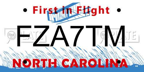 FZA7TM North Carolina License Plate