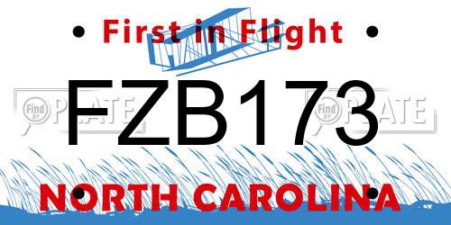 FZB173 North Carolina License Plate