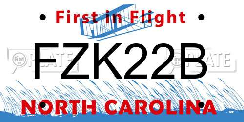 FZK22B North Carolina License Plate
