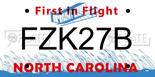 FZK27B North Carolina License Plate