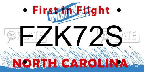 FZK72S North Carolina License Plate