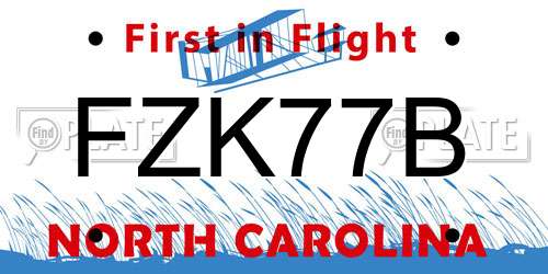 FZK77B North Carolina License Plate