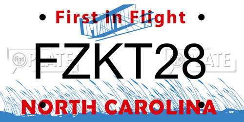 FZKT28 North Carolina License Plate