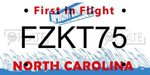 FZKT75 North Carolina License Plate