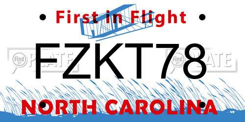 FZKT78 North Carolina License Plate