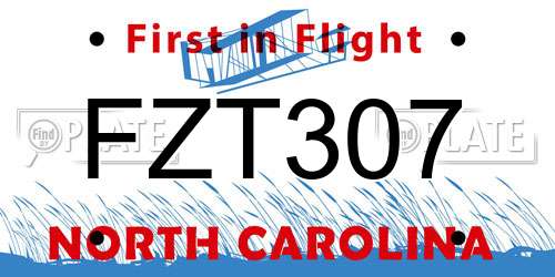 FZT307 North Carolina License Plate