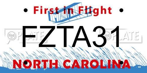 FZTA31 North Carolina License Plate