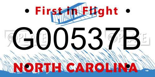 G00537B North Carolina License Plate