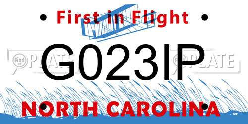 G023IP North Carolina License Plate