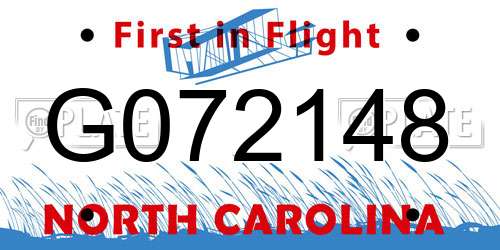G072148 North Carolina License Plate