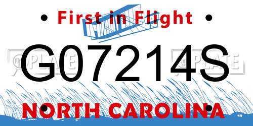 G07214S North Carolina License Plate