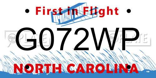 G072WP North Carolina License Plate
