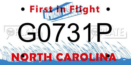G0731P North Carolina License Plate