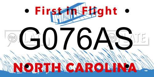 G076AS North Carolina License Plate