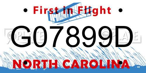 G07899D North Carolina License Plate