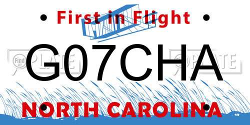 G07CHA North Carolina License Plate