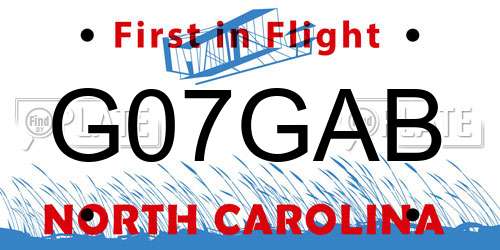 G07GAB North Carolina License Plate