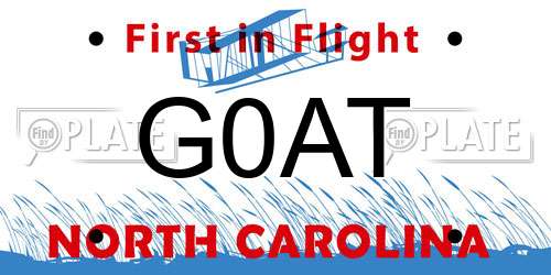 G0AT North Carolina License Plate