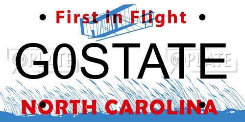 G0STATE North Carolina License Plate