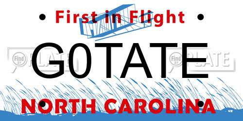 G0TATE North Carolina License Plate
