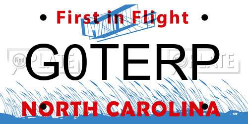 G0TERP North Carolina License Plate