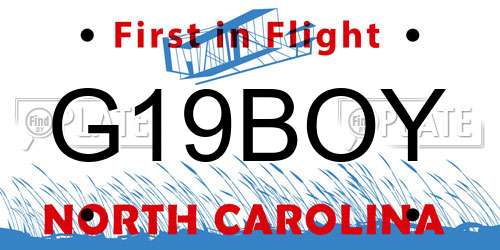 G19BOY North Carolina License Plate