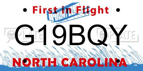 G19BQY North Carolina License Plate