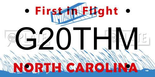 G20THM North Carolina License Plate