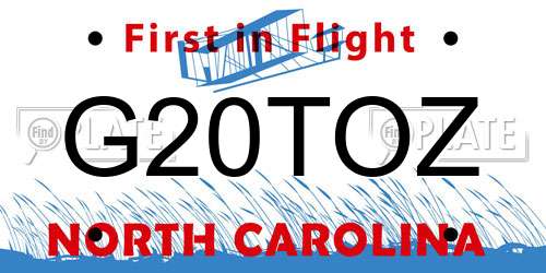G20TOZ North Carolina License Plate