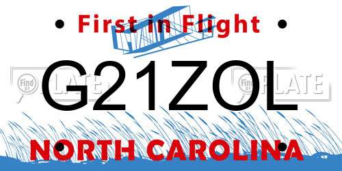 G21ZOL North Carolina License Plate