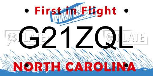 G21ZQL North Carolina License Plate