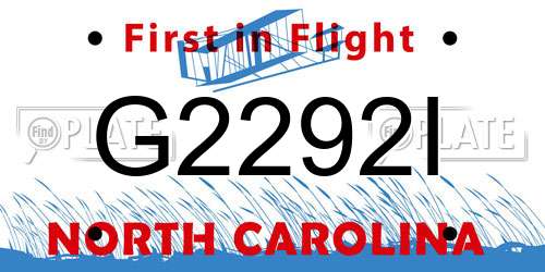 G2292I North Carolina License Plate