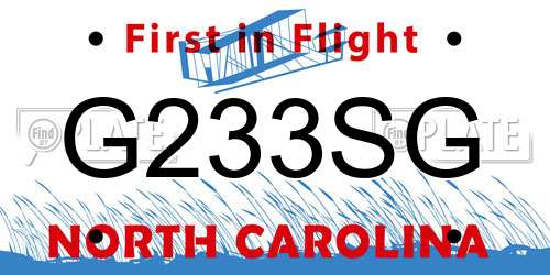 G233SG North Carolina License Plate