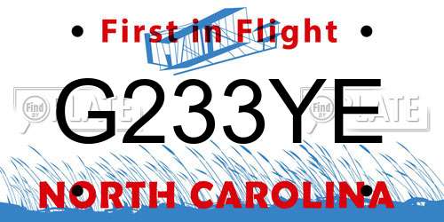G233YE North Carolina License Plate