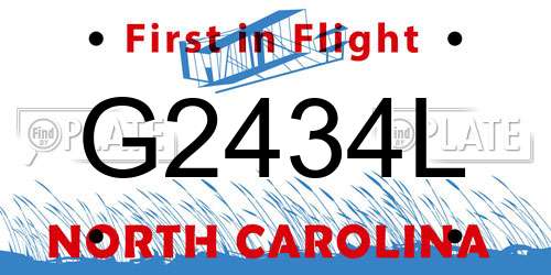 G2434L North Carolina License Plate