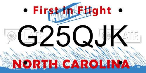 G25QJK North Carolina License Plate