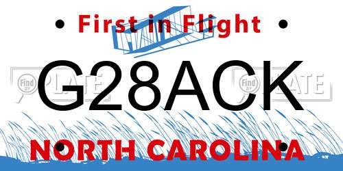 G28ACK North Carolina License Plate
