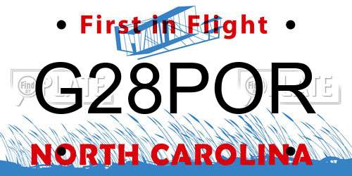 G28POR North Carolina License Plate